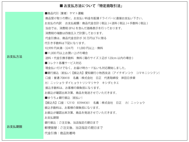 お支払方法について